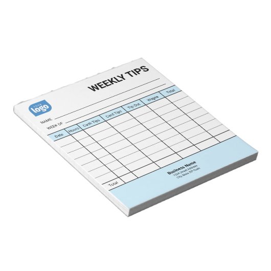Restaurant Weekly Mini Tips Tracker Notepad ノートパッド (アングル)