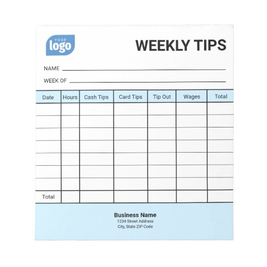 Restaurant Weekly Mini Tips Tracker Notepad ノートパッド (正面)