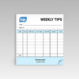 Restaurant Weekly Mini Tips Tracker Notepad ノートパッド