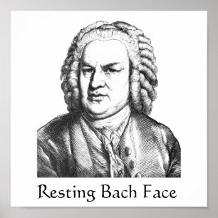 Resting Bach顔クラシカル作曲家 ポスター