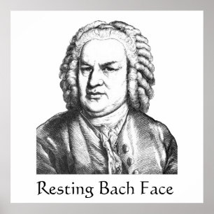 Resting Bach顔クラシカル作曲家 ポスター