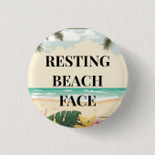 resting beach face 缶バッジ (正面)