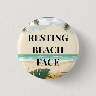 resting beach face 缶バッジ