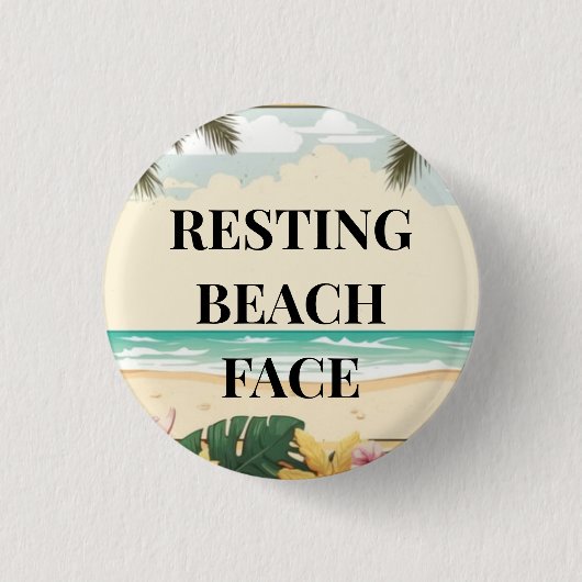 resting beach face 缶バッジ (正面)