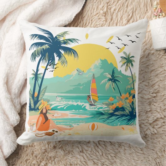 Resting Beach for Summer クッション (ブランケット)