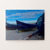 Resting Blue Boats on Essaouira Shore ジグソーパズル (横)