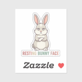 Resting Bunny Face Funny Grumpy Rabbit Sarcastic  シール