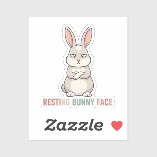 Resting Bunny Face Funny Grumpy Rabbit Sarcastic  シール (シート)
