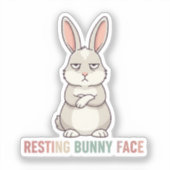 Resting Bunny Face Funny Grumpy Rabbit Sarcastic  シール (正面)