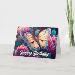 Resting Butterfly Design Happy Birthday カード