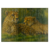 Resting Cheetah Duo in Forest Setting カッティングボード (正面)