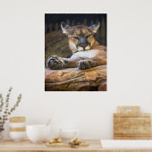 Resting Cougar Wildlife Nature Photography Print  ポスター (キッチン)