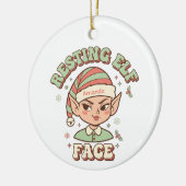 Resting Elf Face Funny Christmas Ornament セラミックオーナメント (左)