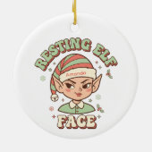 Resting Elf Face Funny Christmas Ornament セラミックオーナメント (裏面)