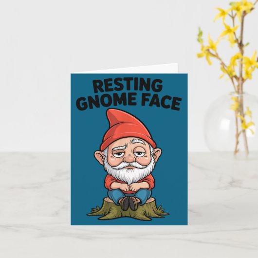 Resting Gnome Face Cute Funny Christmas Kawaii Car カード (黄色い花)