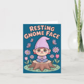Resting Gnome Face Cute Funny Christmas Kawaii Car カード (正面)