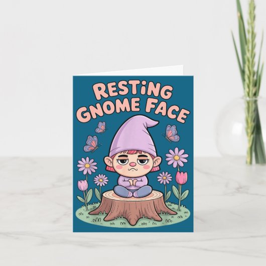 Resting Gnome Face Cute Funny Christmas Kawaii Car カード (正面)