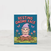 Resting Gnome Face Cute Funny Christmas Kawaii Car カード (正面)