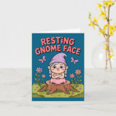 Resting Gnome Face Cute Funny Christmas Kawaii Car カード (黄色い花)
