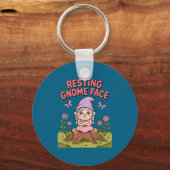 Resting Gnome Face Cute Funny Christmas Kawaii Car キーホルダー (正面)