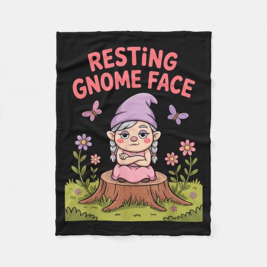 Resting Gnome Face Cute Funny Christmas Kawaii Car フリースブランケット (正面)