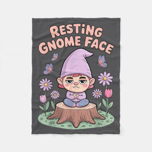 Resting Gnome Face Cute Funny Christmas Kawaii Car フリースブランケット (正面)