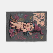 Resting Gnome Face Cute Funny Christmas Kawaii Car フリースブランケット (正面(横))