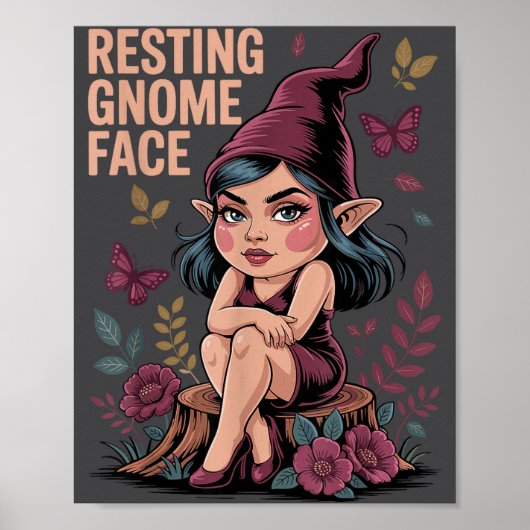 Resting Gnome Face Cute Funny Christmas Kawaii Car ポスター (正面)