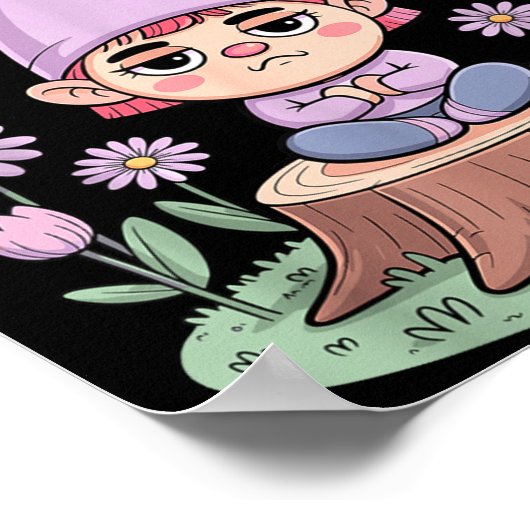 Resting Gnome Face Cute Funny Christmas Kawaii Car ポスター (角)