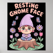 Resting Gnome Face Cute Funny Christmas Kawaii Car ポスター (正面)