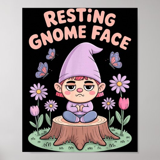 Resting Gnome Face Cute Funny Christmas Kawaii Car ポスター (正面)