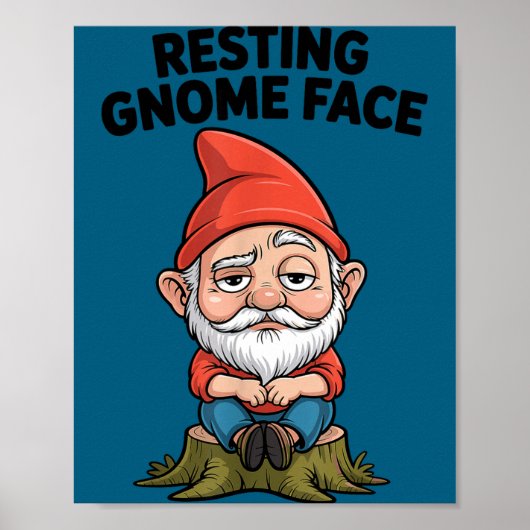 Resting Gnome Face Cute Funny Christmas Kawaii Car ポスター (正面)