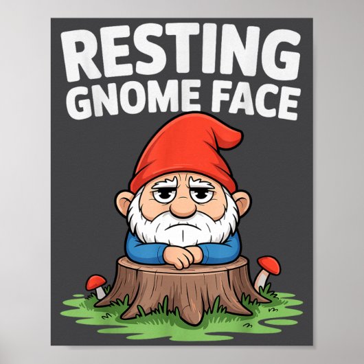 Resting Gnome Face Cute Funny Christmas Kawaii Car ポスター (正面)