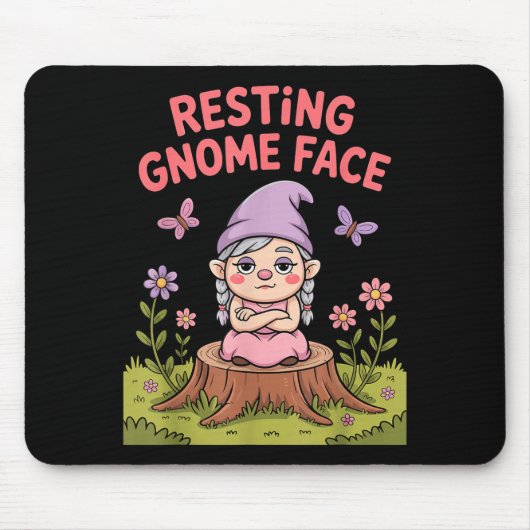 Resting Gnome Face Cute Funny Christmas Kawaii Car マウスパッド (正面)