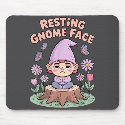 Resting Gnome Face Cute Funny Christmas Kawaii Car マウスパッド (正面)