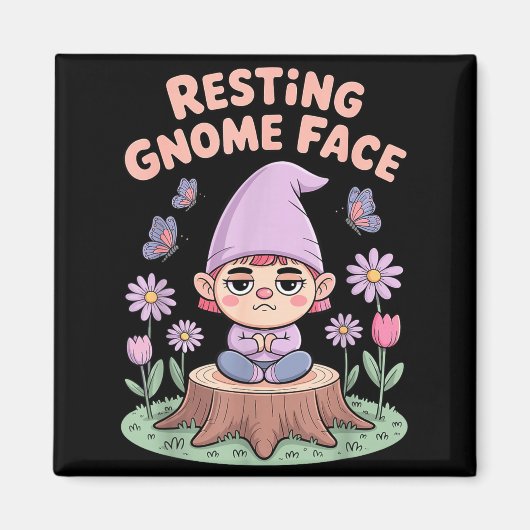 Resting Gnome Face Cute Funny Christmas Kawaii Car マグネット (正面)
