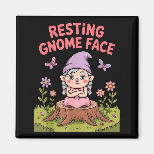 Resting Gnome Face Cute Funny Christmas Kawaii Car マグネット (正面)