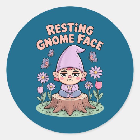 Resting Gnome Face Cute Funny Christmas Kawaii Car ラウンドシール (正面)