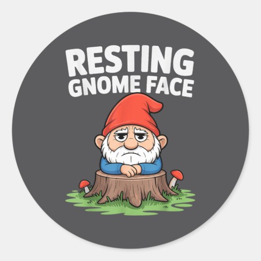 Resting Gnome Face Cute Funny Christmas Kawaii Car ラウンドシール (正面)