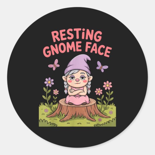 Resting Gnome Face Cute Funny Christmas Kawaii Car ラウンドシール (正面)