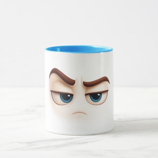 Resting grump face – blue eyed annoyed emoji マグカップ (中央)