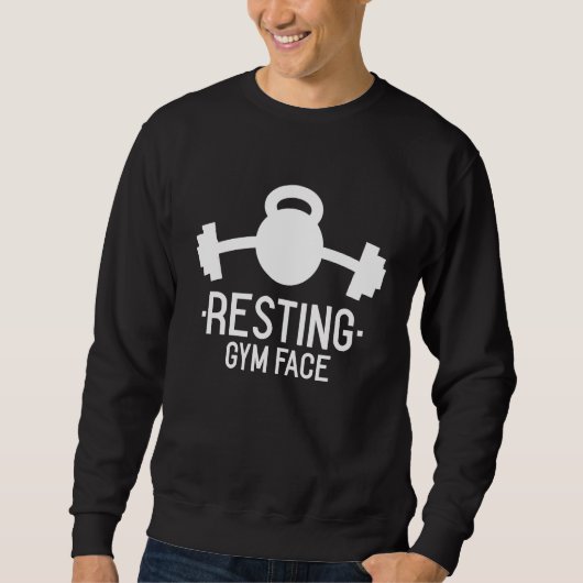 Resting Gym Face Work Out Weight Lifting Fitness スウェットシャツ (正面)