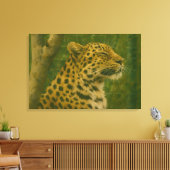 Resting Leopard in Sanctuary Setting キャンバスプリント (インサイチュ (リビング))