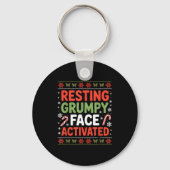 Resting Mpy Face Activated Funny Xmas Quote キーホルダー (正面)