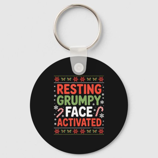 Resting Mpy Face Activated Funny Xmas Quote  キーホルダー (正面)