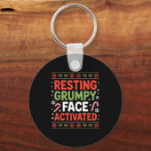 Resting Mpy Face Activated Funny Xmas Quote  キーホルダー (正面)