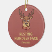 Resting Reindeer Face Funny Christmas Ornament セラミックオーナメント (左)
