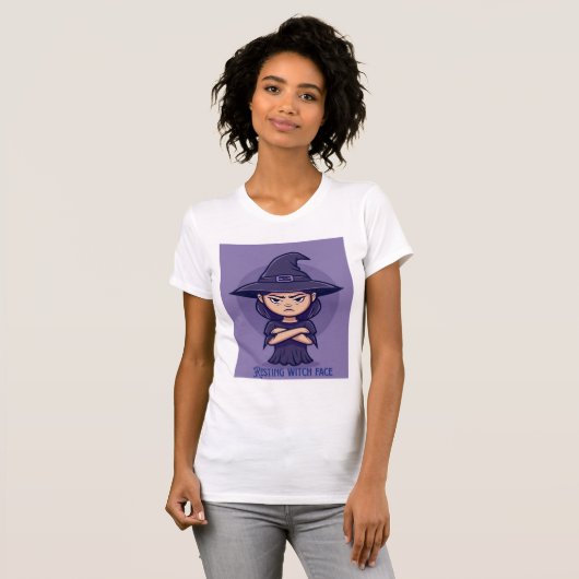 Resting Witch Face – Cute Purple Halloween Witch Tシャツ (正面フル)