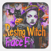 Resting Witch Face | ExDesigner | ハロウィン スクエアシール (正面)
