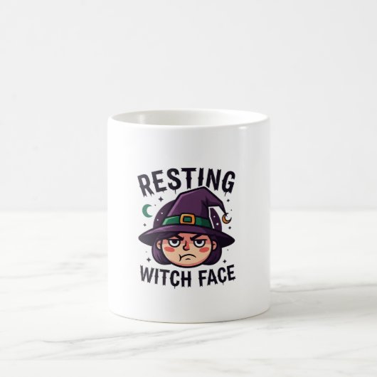 Resting Witch Face Funny Halloween Spooky コーヒーマグカップ (中央)